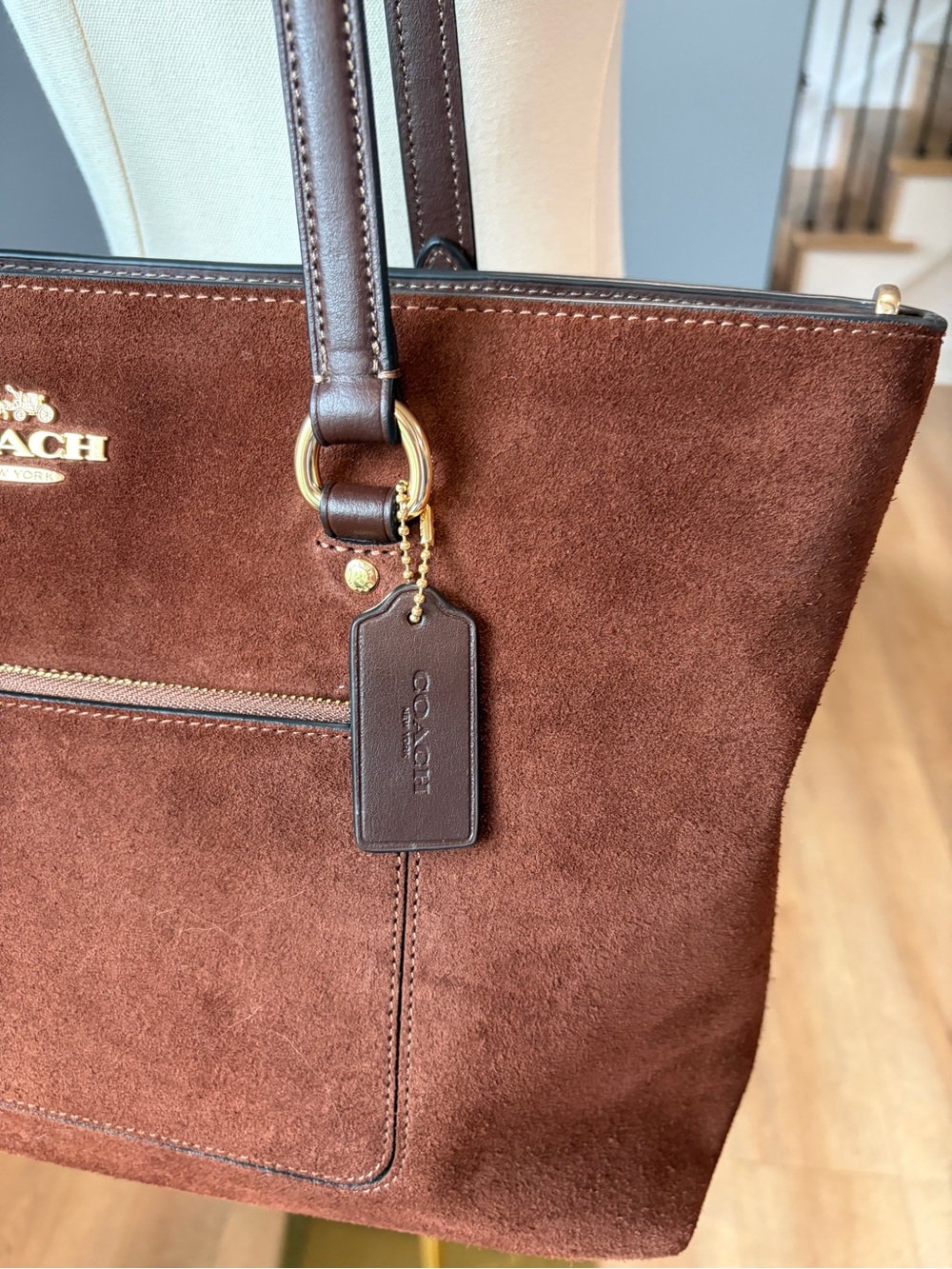 Coach Station Tote Bag Vintage Brown Suede Leather Large Shoulder Bag NWOT - Picture 3 of 10